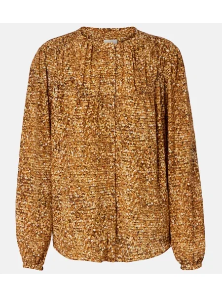 Bluză Isabel Marant de mătase cu imagine bej