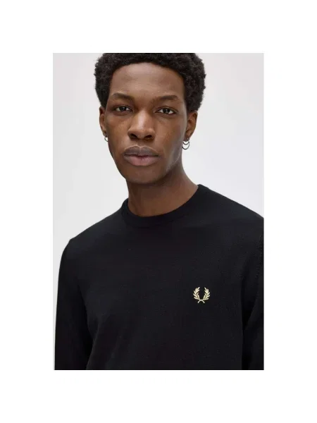 Pulover Fred Perry cu decolteu rotund clasic negru