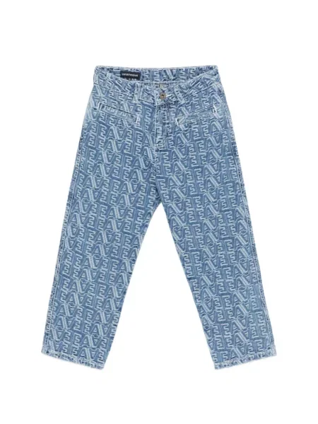 Jeansy straight leg dziecięce Emporio Armani niebieskie