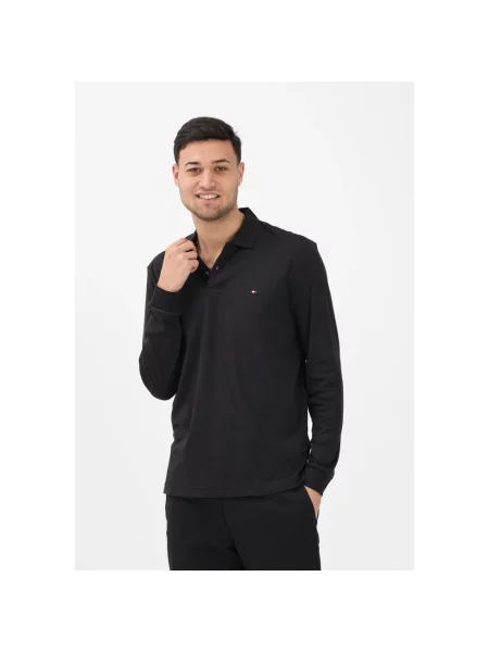 Koszulka polo Tommy Hilfiger z długim rękawem czarna