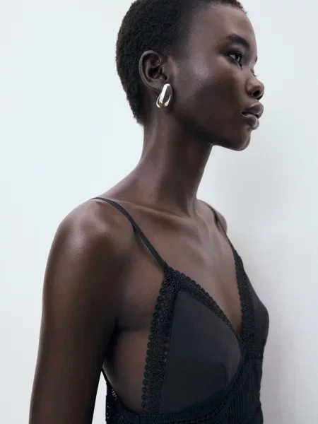 Макси платье Mango из модала черное