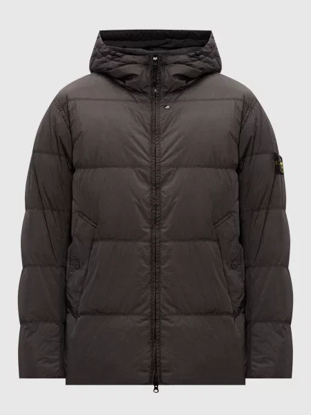 Пуховик з патчем логотипа Stone Island сірий