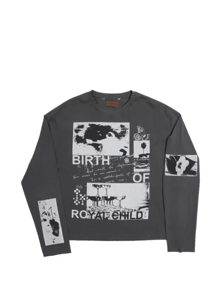 Lung hanorac Birth Of Royal Child cu imagine gri