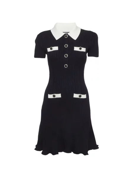 Gulerat rochie mini Self-portrait tricotate albastru