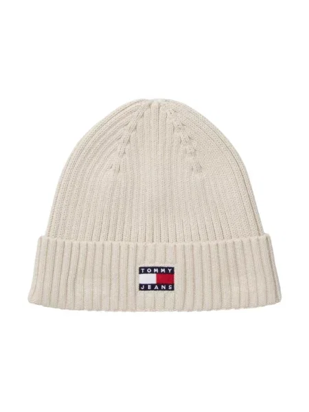 Dzianinowa czapka Tommy Jeans beżowa