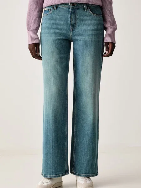 Guess Jeans blugi wide leg pentru femei albastru