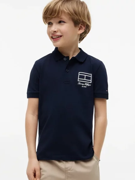Tommy Hilfiger polo majica za djecu s pamukom plava