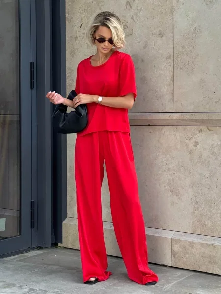 Брюки-палаццо Jadone Fashion красный
