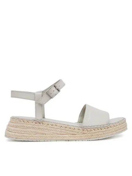 Calvin Klein Еспадрили Wedge Rope Sandal Lth бял