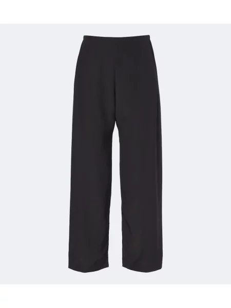 Pantaloni The Row de mătase negru