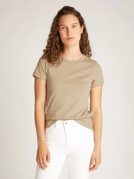 Calvin Klein Jeans Majica Logo Regular Fit bež