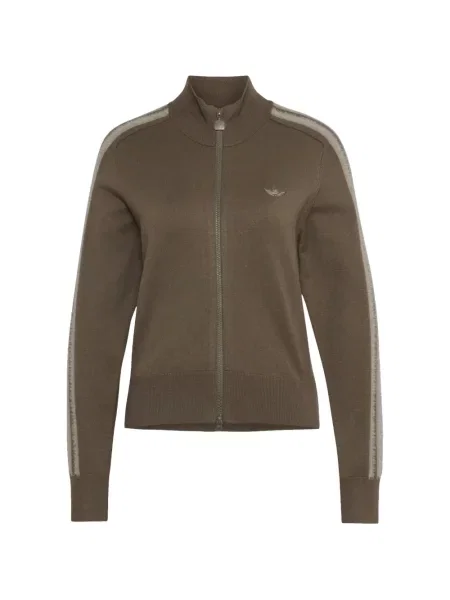 Pulover Adidas cu broderie din fleece alergare maro