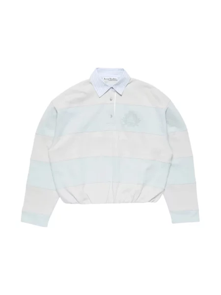 Bluza Acne Studios w paski z paskiem niebieska