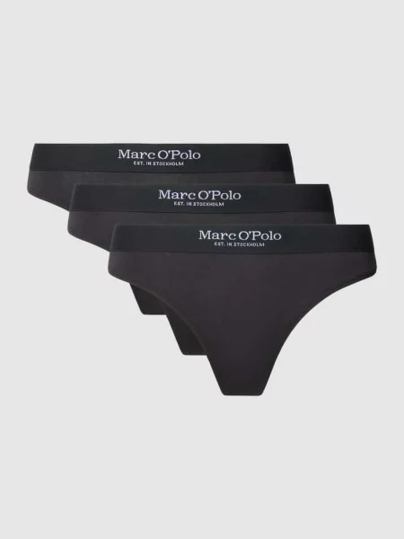 Stringi z elastycznym z logo w zestawie 3 szt. Marc O'polo czarne