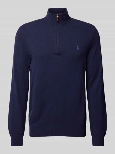 Sweter Ralph Lauren wełniany ze stójką z długim rękawem niebieski
