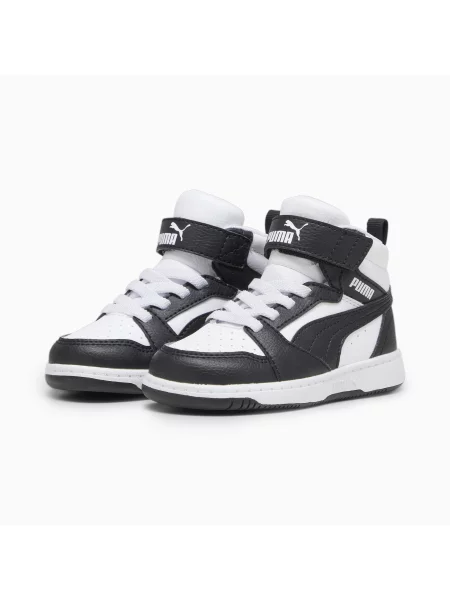 PUMA Rebound V6 Mid Toddlers Sneakers Buty Biały/Czarny/Shadow Szary 19 białe