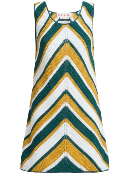 Rochie mini Marni cu dungi tricotate verde