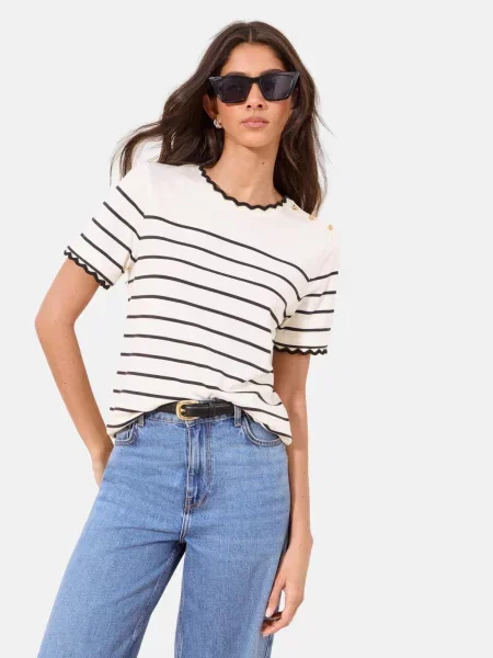 Lipsy Tricou negru alb