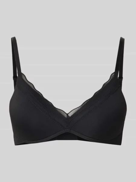 Biustonosz push up o kroju slim fit z obszyciem koronką model Go Blush' Sloggi czarny
