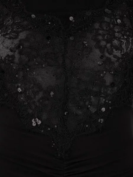 Rochie mini Nissa cu volane din dantelă negru
