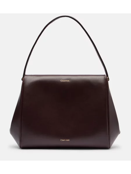 Usnjena usnjena torbica Calvin Klein Collection vijolična