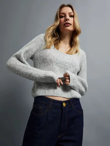 Pulover Marisse cu decolteu în V negru