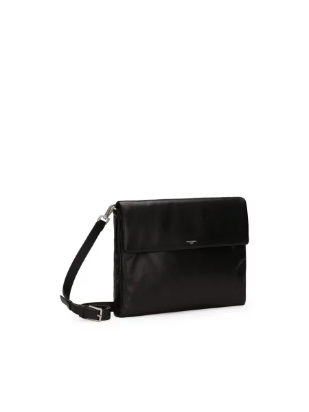 Torba crossbody Dolce And Gabbana skórzana z nadrukiem czarna