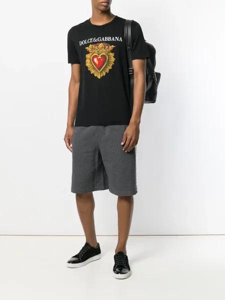 Тениска Dolce & Gabbana със сърца черно