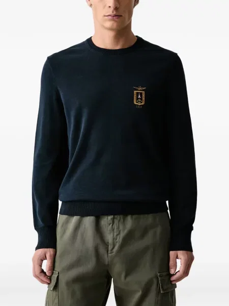 Pulover Aeronautica Militare cu broderie albastru