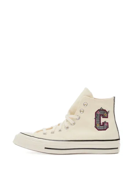 Мюли Converse на платформе бродирани на цветя сребристо