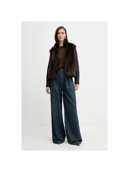 Sweter Twinset wełniany brązowy