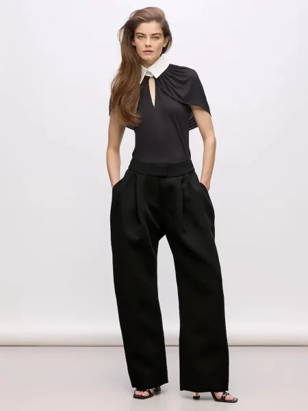 Hlače z dodatkom volne Karl Lagerfeld Karl Lagerfeld Studio črna