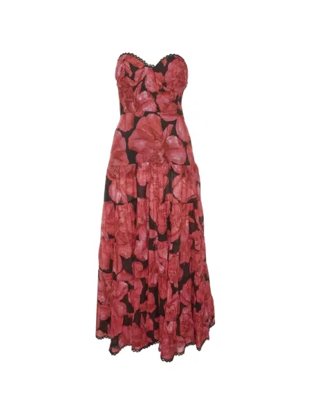 Rochie maxi Charo Ruiz Ibiza cu model floral cu imagine fără bretele roșu