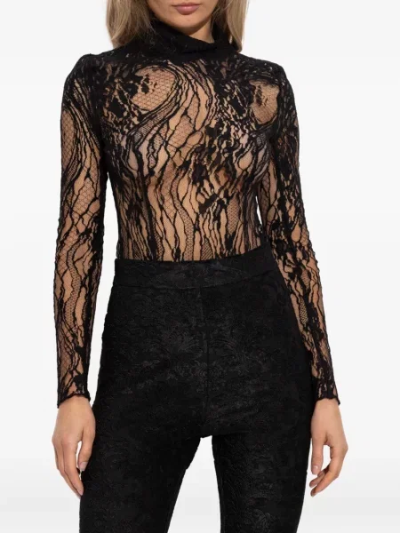 Body Balmain din dantelă negru
