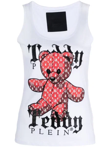 Podkoszulka Philipp Plein bez rękawów teddy biała