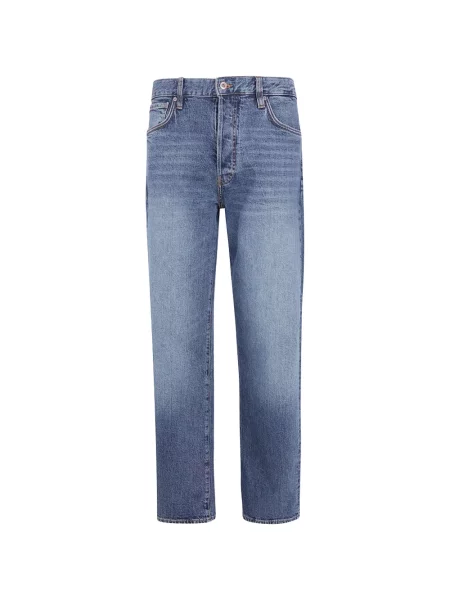 Blugi cu picior larg Emporio Armani cu autograf albastru