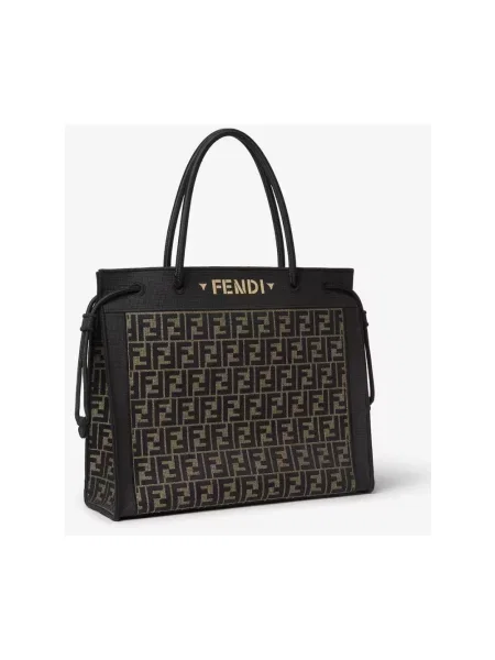 Shopperka Fendi z logo brązowa