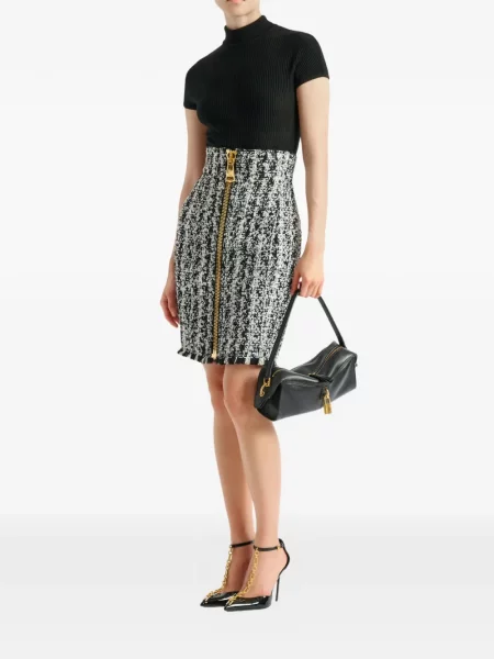 Fustă Balmain din tweed negru