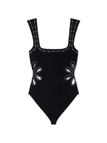 Top Sandro cu model floral tricotate cu aplicații negru