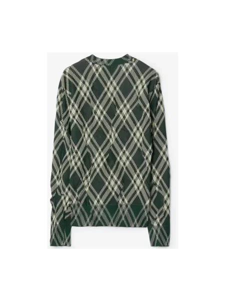 Sweter Burberry w kratę zielony