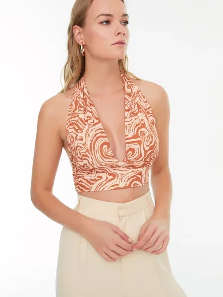 Bluză Trendyol stretch portocaliu