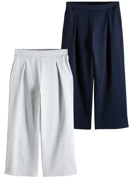 The Set Kalhoty se sklady v pase námořnická modř / melír šedý