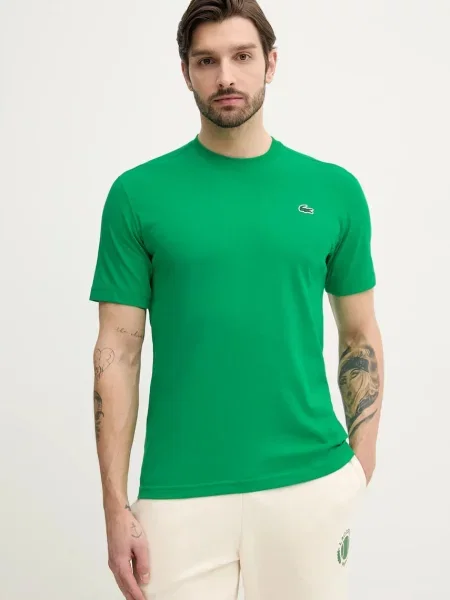 Тениска Lacoste с изчистен дизайн зелено