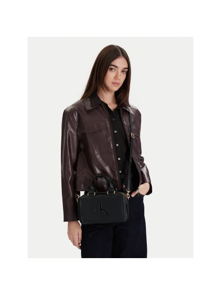 Geantă Calvin Klein Bold Ck Bauletto Crossbody negru