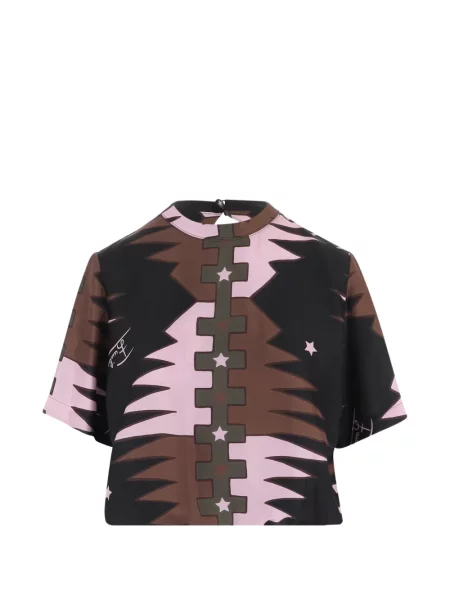 Top Pucci de mătase cu imagine negru