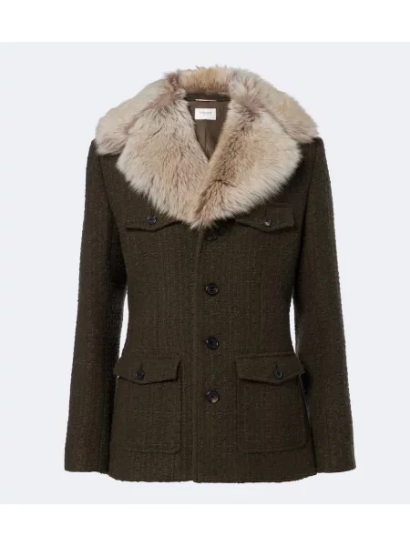 Geacă Saint Laurent de lână verde