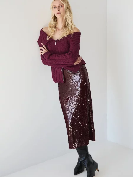 Спідниця Medicine midi пряма бордовий