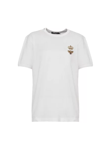 Koszulka Dolce And Gabbana casual żakardowa biała