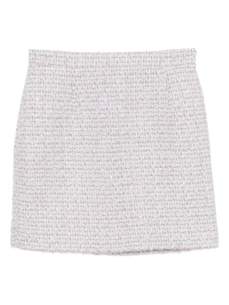 Fustă Alessandra Rich cu paiete din tweed alb