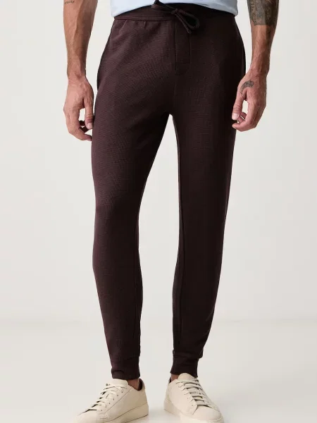 BOSS pantaloni de trening pentru bărbați Waffle Pants Cuff maro